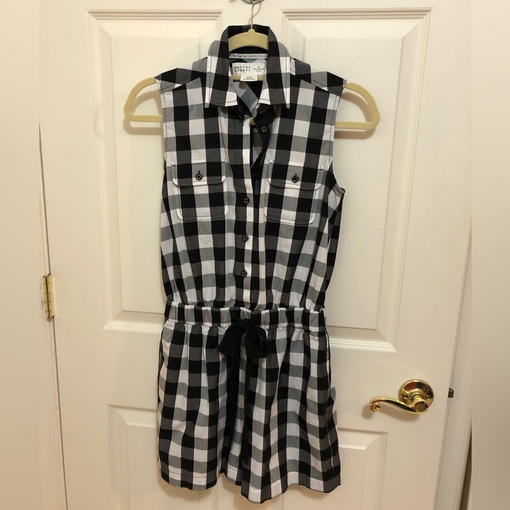 Kate Spade x Broome Street black and white gingham romper size xs